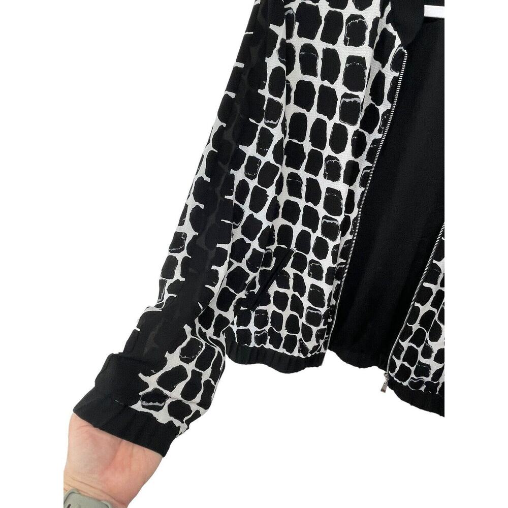 Valerie Stevens Womens Medium M Jacket Stretch Long Sleeve Black White Office - Picture 2 of 8